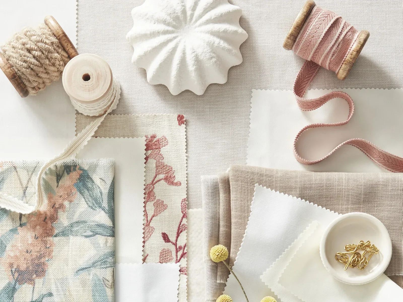Curtain lining and fabric swatches